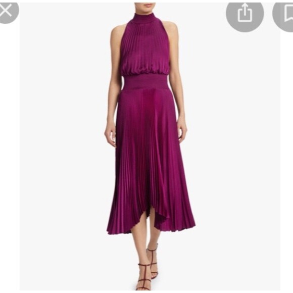 A.L.C. Renzo Satin Pleated Midi Dress Orchid 12  AS seen On Tv The Bachelorette - Picture 1 of 14